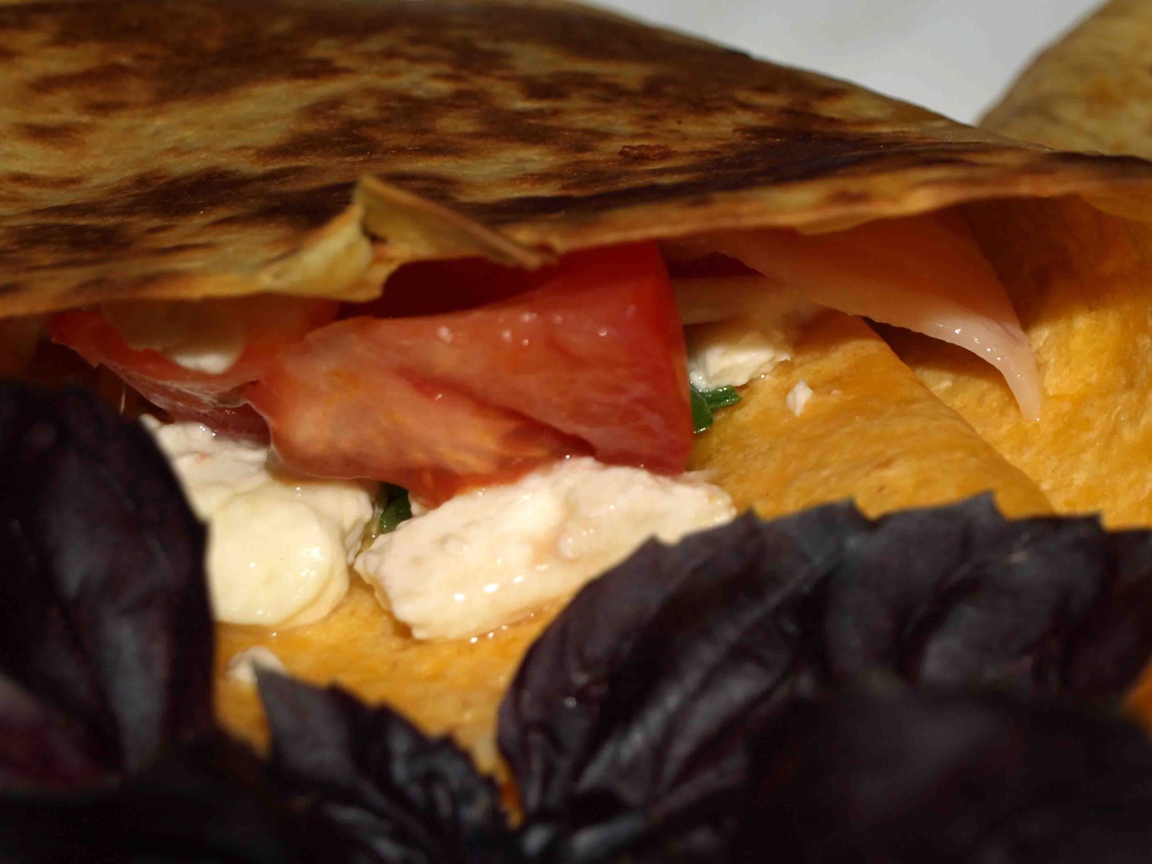 Cheese Tortilla with Feta, Tomatoes, and Bacon