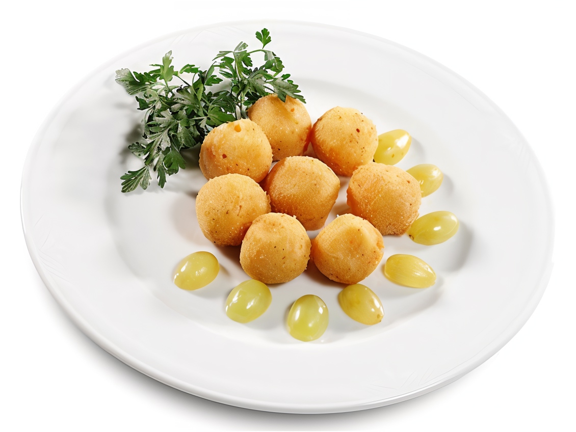 Cheese Croquettes with Almonds and Mustard Sauce