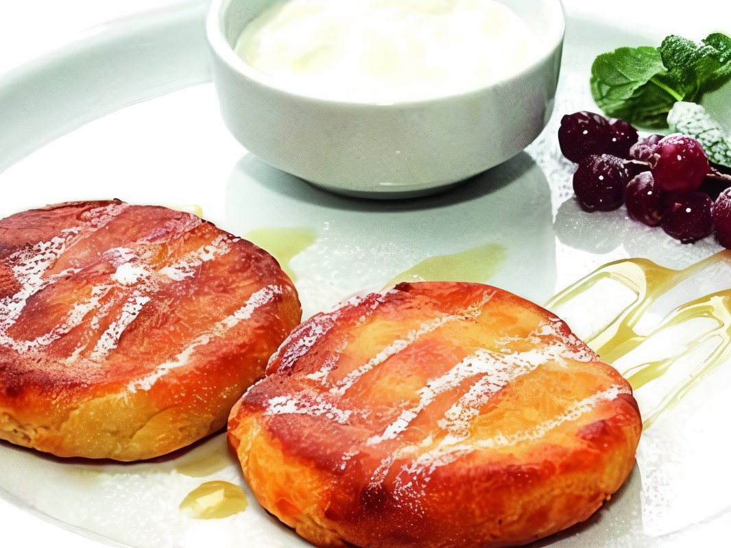 Cheese Pancakes with Maple Syrup