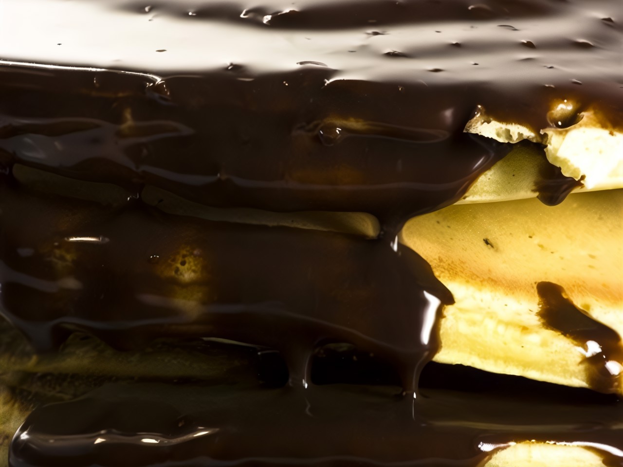 Cheese Pancakes with Chocolate Glaze
