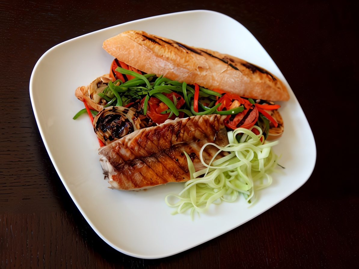 Mackerel Tuna Sandwich with Grilled Vegetables