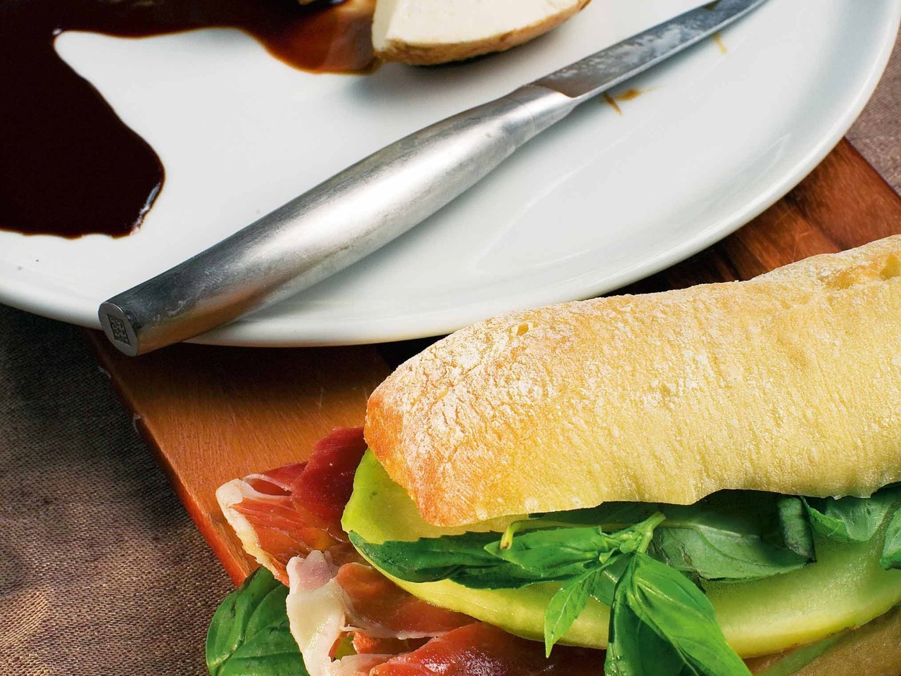 Sandwiches with Prosciutto, Galia Melon, and Fresh Basil