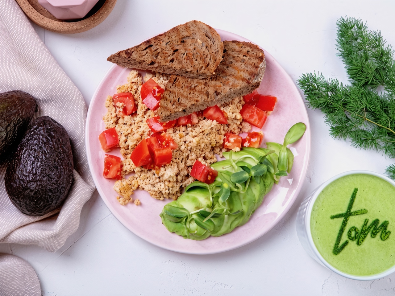 Tofu Scramble with Avocado and Tomatoes