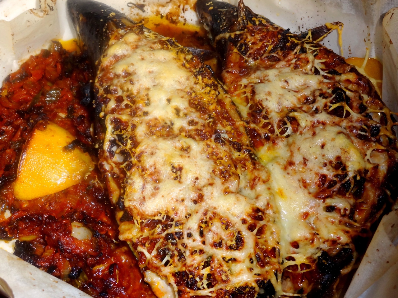 Mackerel Stuffed with Vegetables
