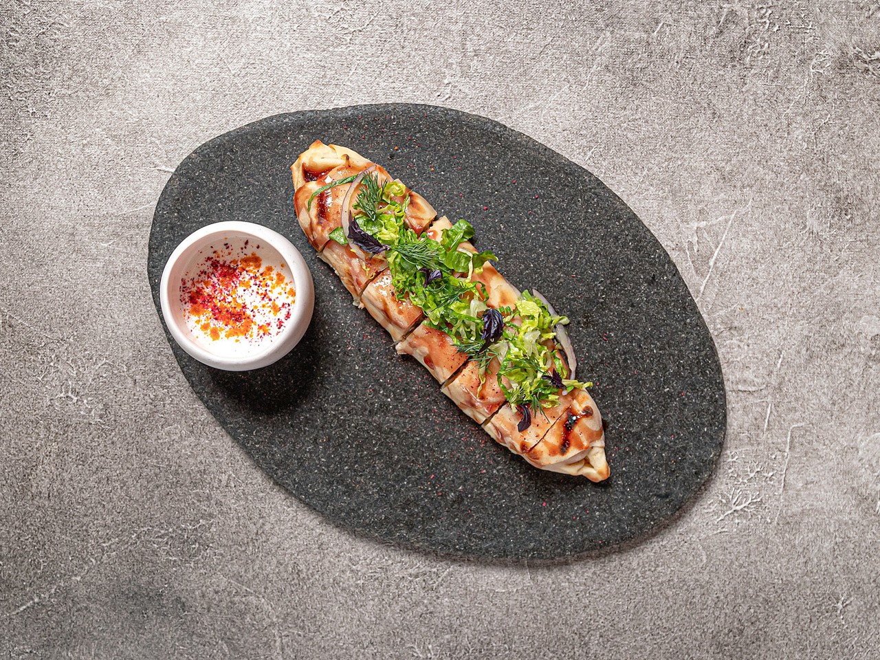 Mackerel in Lavash with Vegetables and Spices