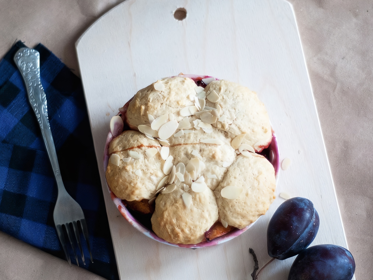 Plum Cobbler with Almonds