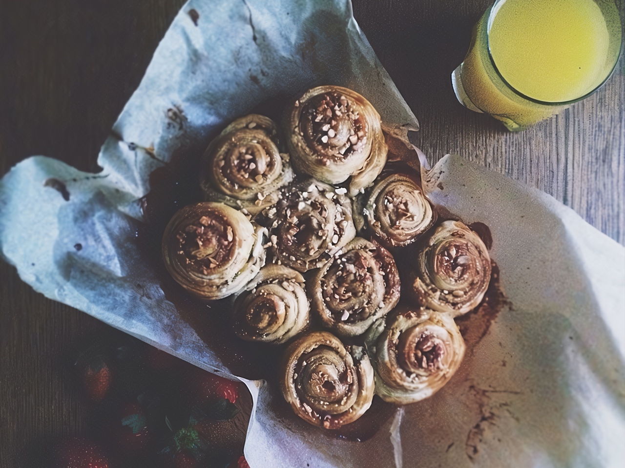 Puff Pastry Rolls with Nuts in Honey