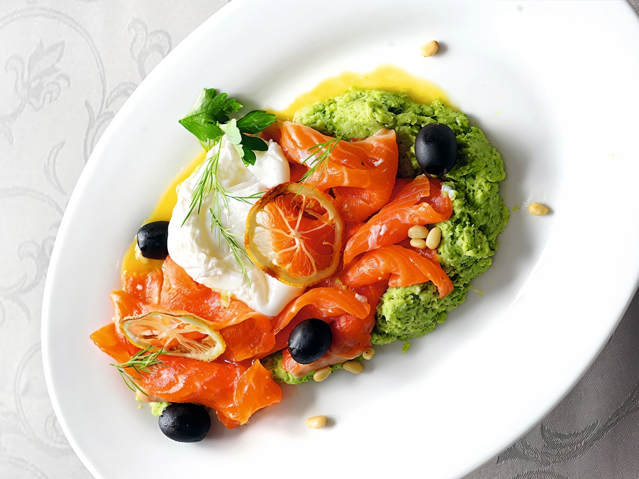 Salted Salmon on a Bed of Broccoli