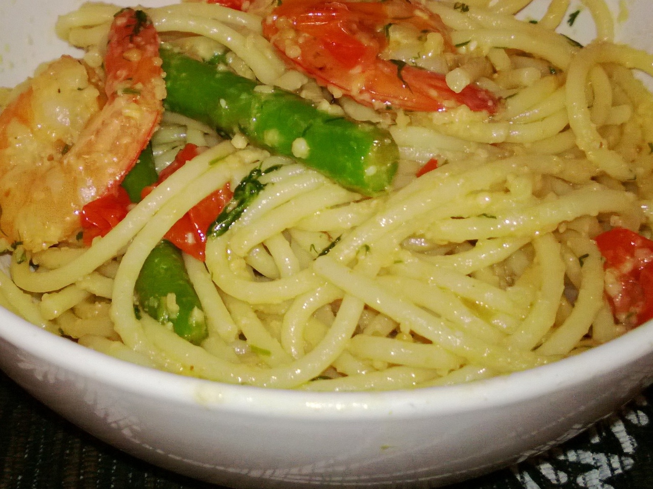 Spaghetti with Shrimp and Asparagus