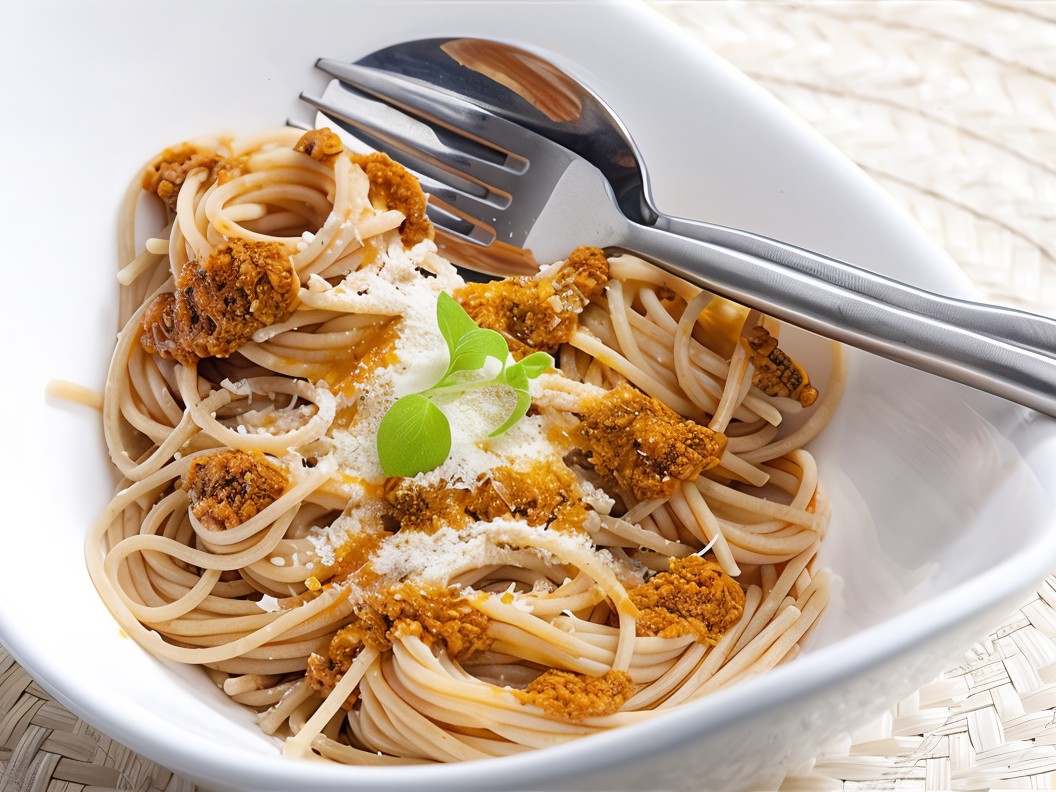Spaghetti with Pesto, Anchovies, and Sun-Dried Tomatoes