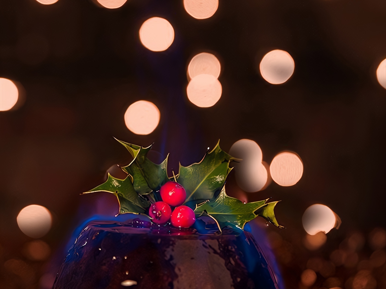 Old Irish Flambéed Christmas Pudding with Whiskey and Dried Fruits