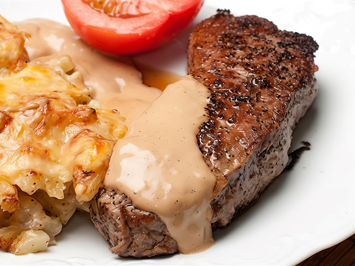 Steaks with Pink Pepper Sauce