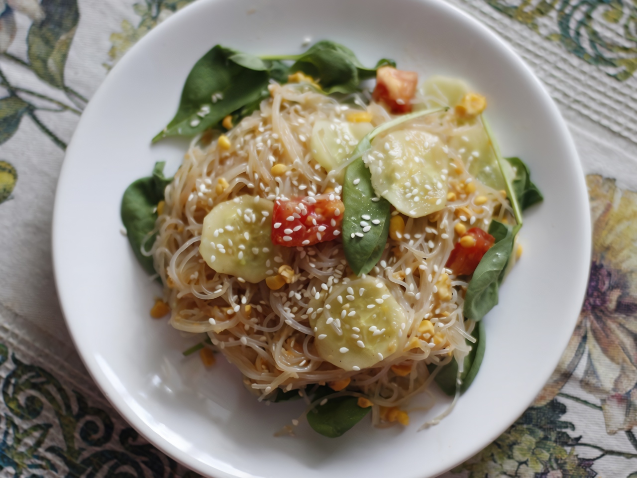 Glass Noodles with Corn and Ginger Sauce