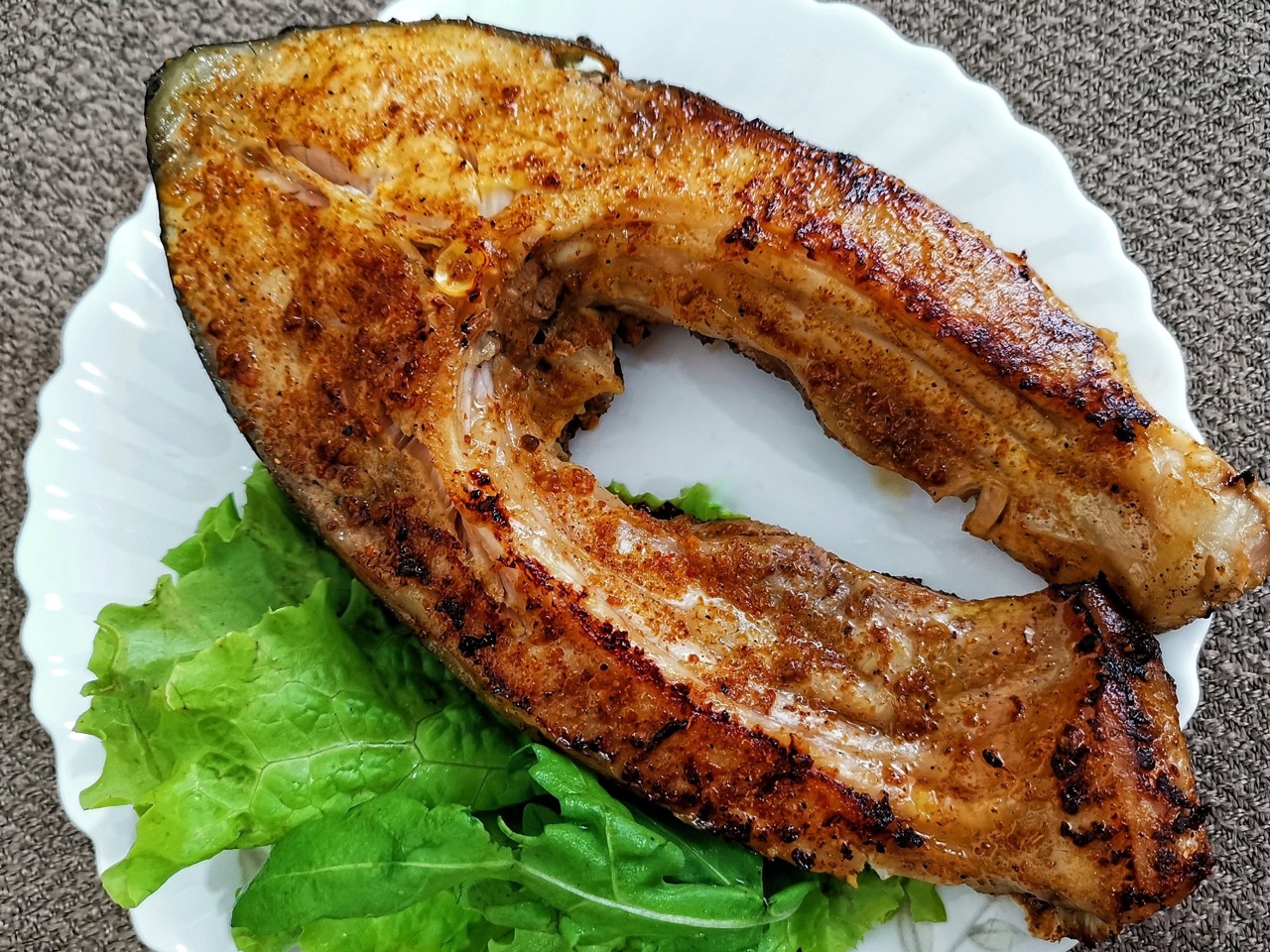 Carp Steak in a Skillet