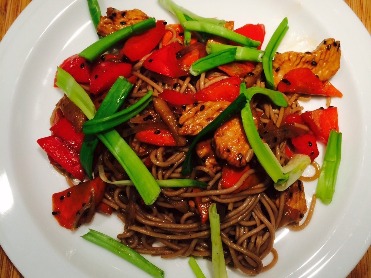 Turkey Stir-Fry in Oyster Sauce with Soba Noodles