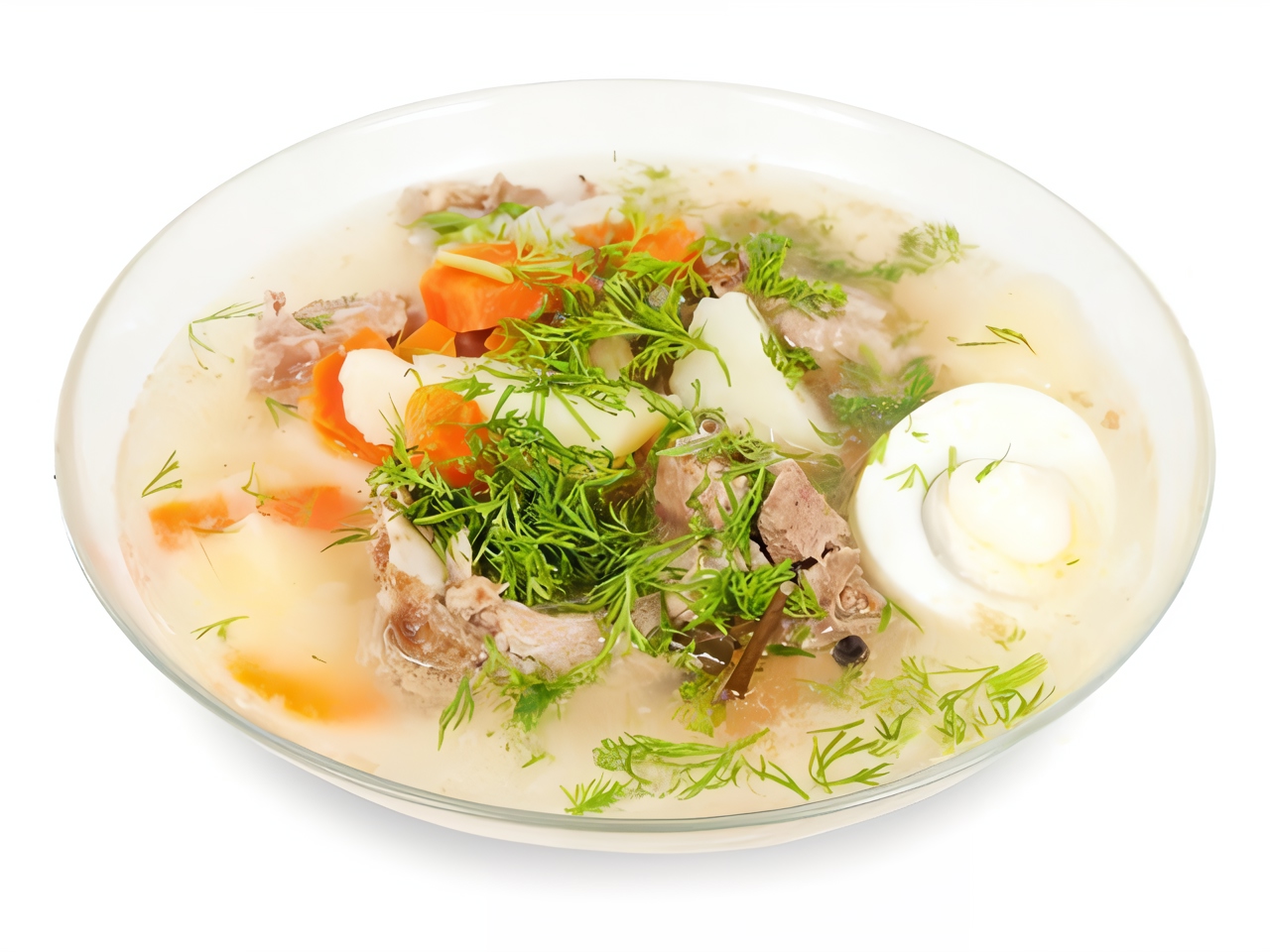 Chikhirtma Soup with Lamb, Cilantro, and Egg Sauce