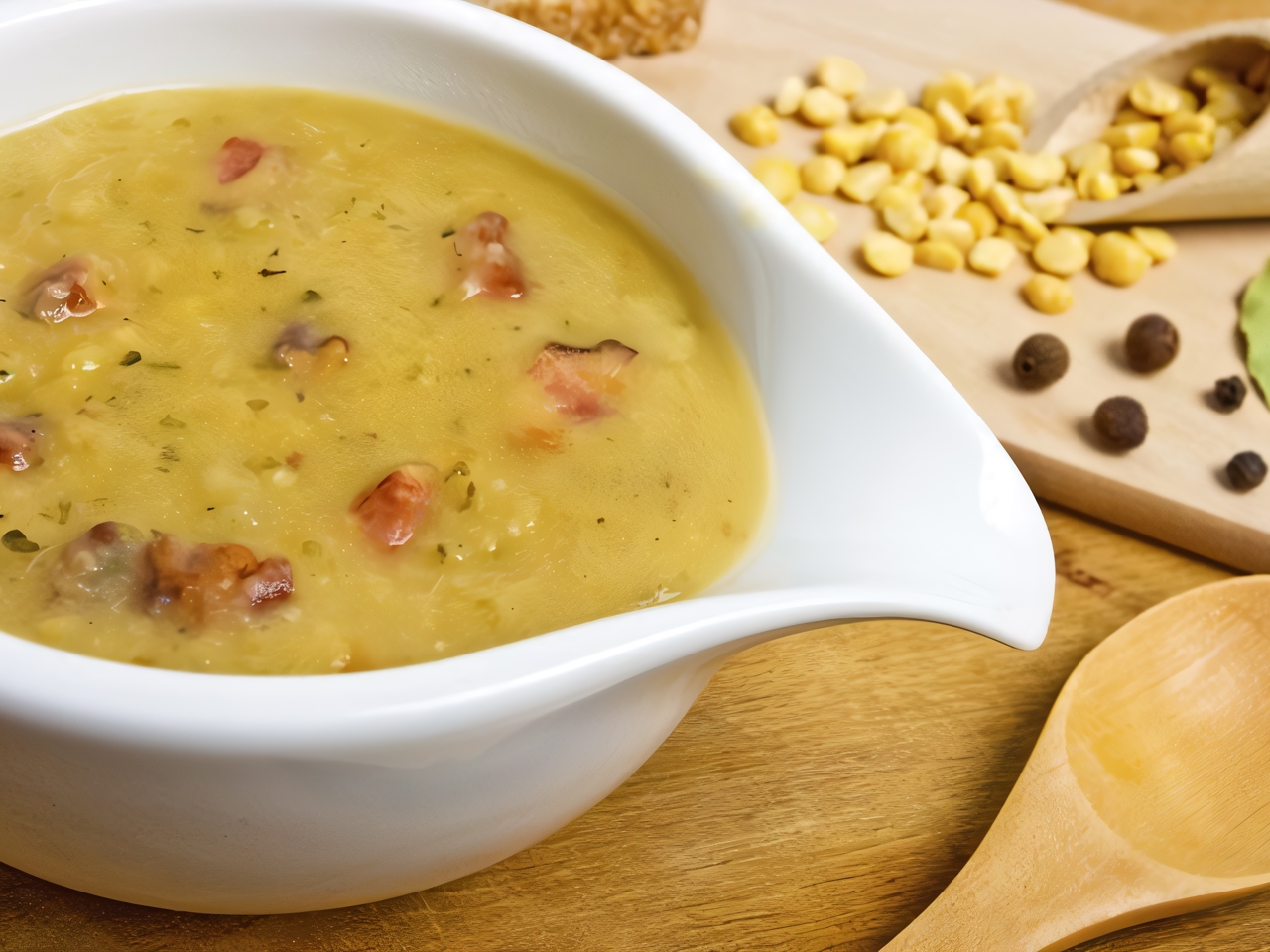 Рецепт Гороховый суп с куриным филе. Калорийность, химический состав и пищевая ценность.