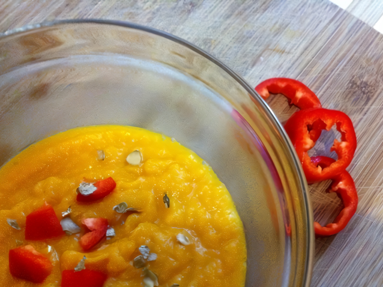 Pumpkin Soup with Sweet Pepper and Seeds