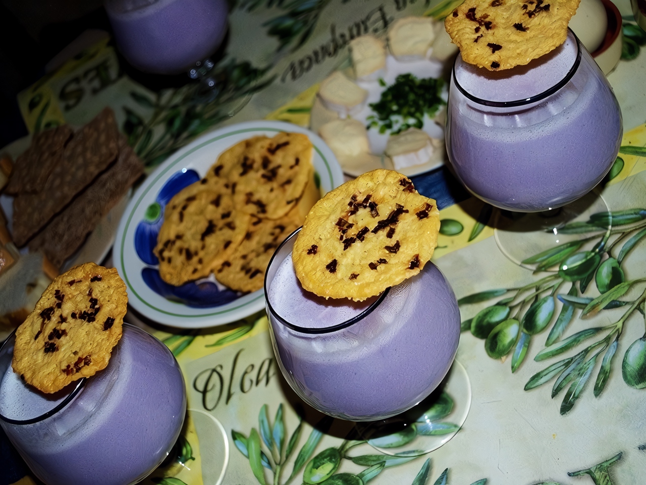 Cappuccino Soup with Red Cabbage and Parmesan Wafers