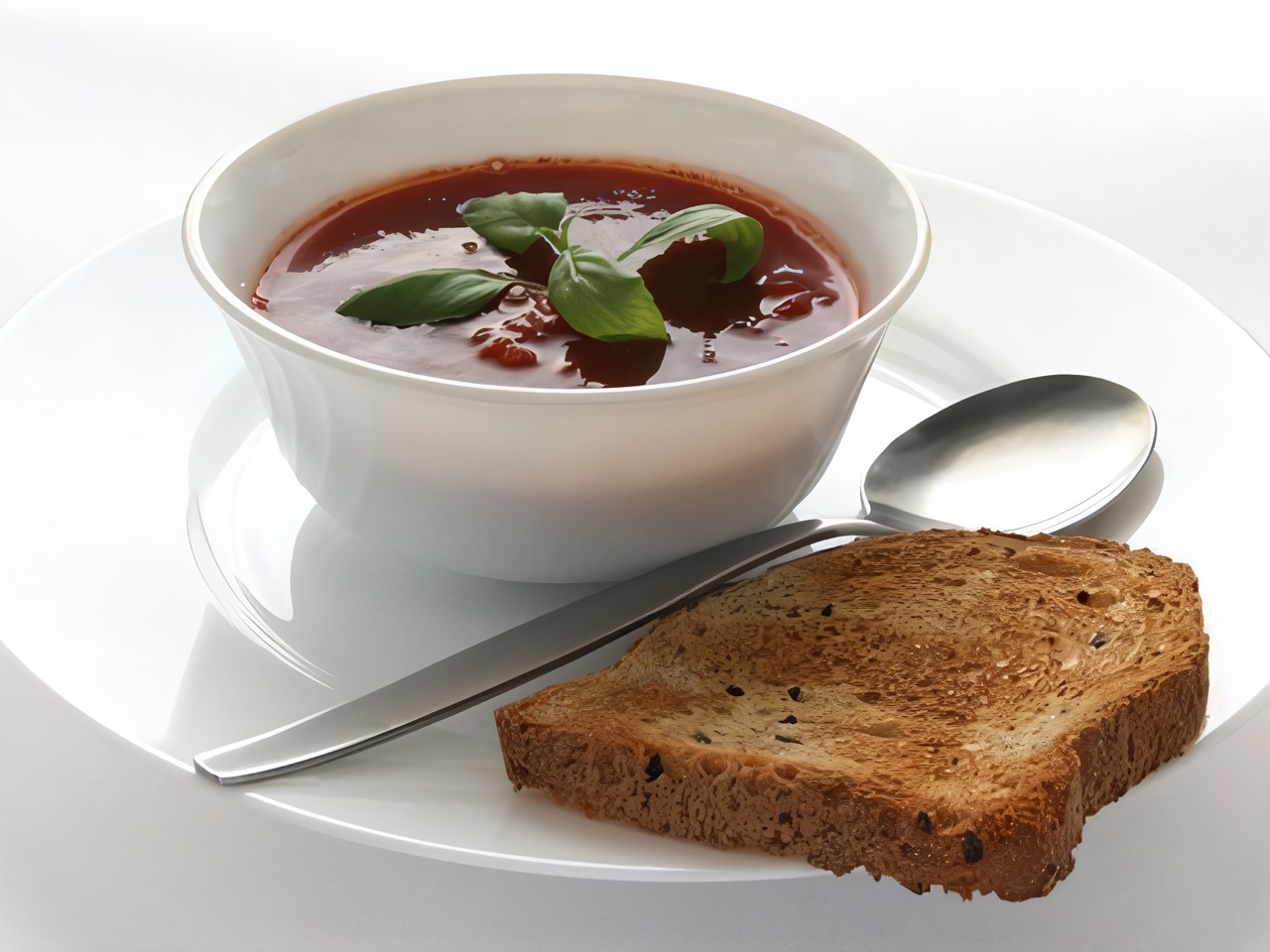 Artichoke and Bean Puree Soup with Warm Feta, Cherry Tomatoes, and Basil Bread