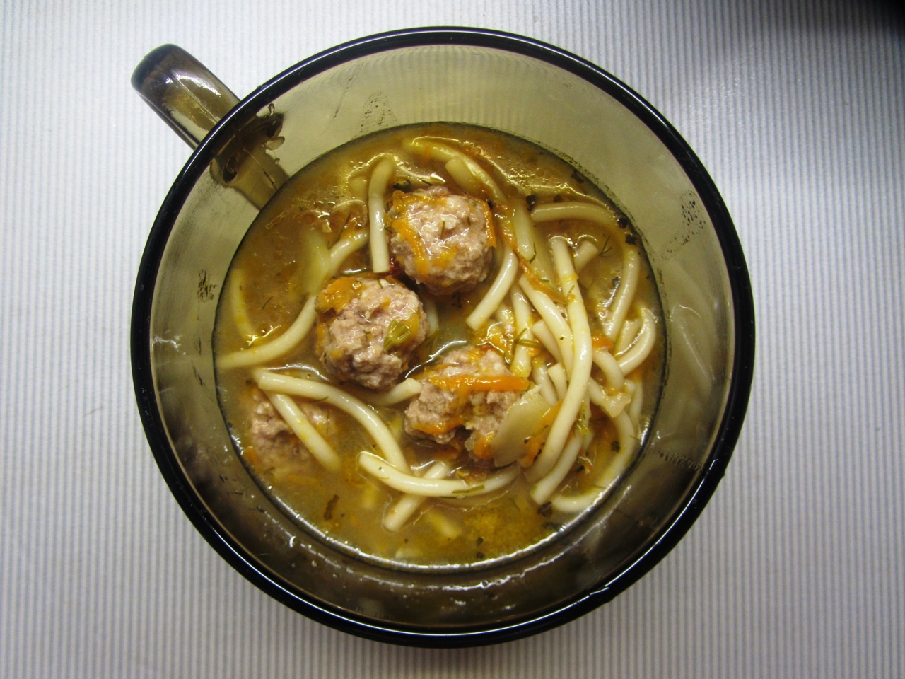 Noodle Soup with Vegetables and Meatballs