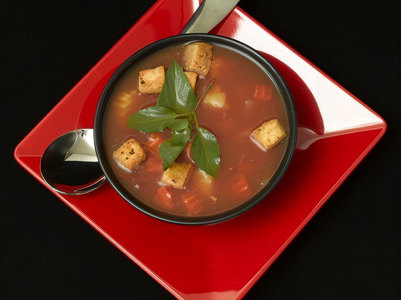 Soup with Bacon, Tomatoes, and Garlic