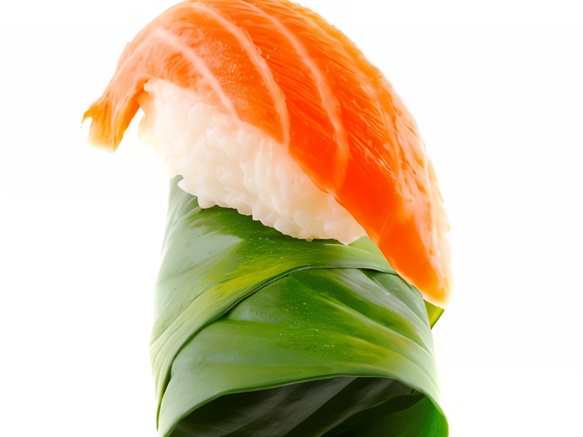 Salmon Sushi in Beet Greens