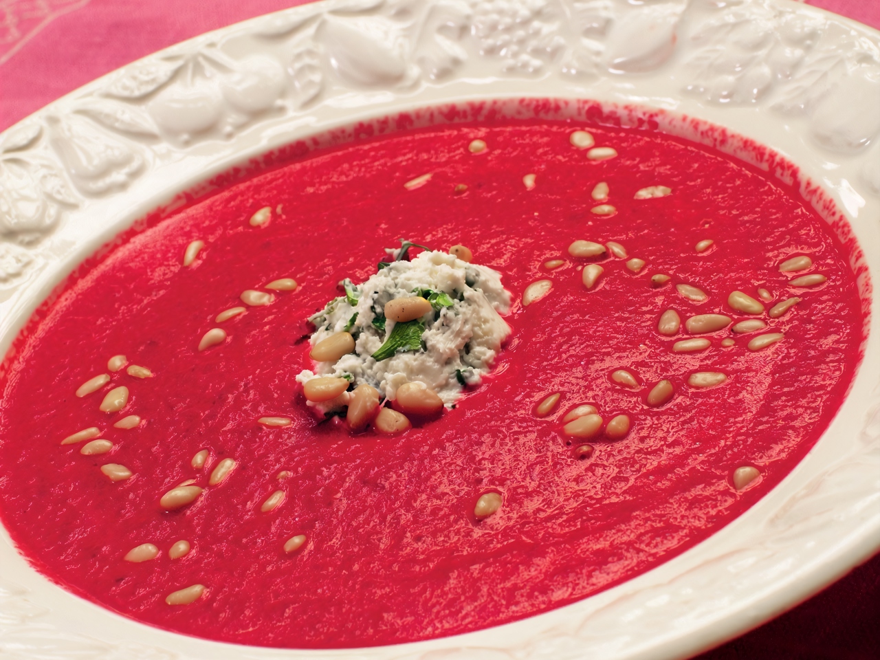 Beetroot Cream with Goat Cheese