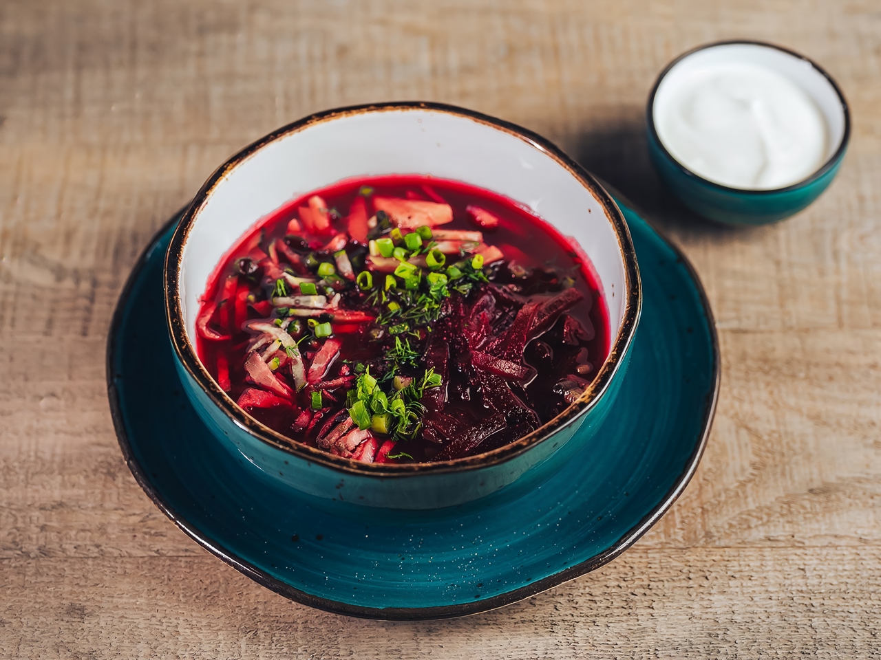 Beet Soup with Veal and Soy Sauce