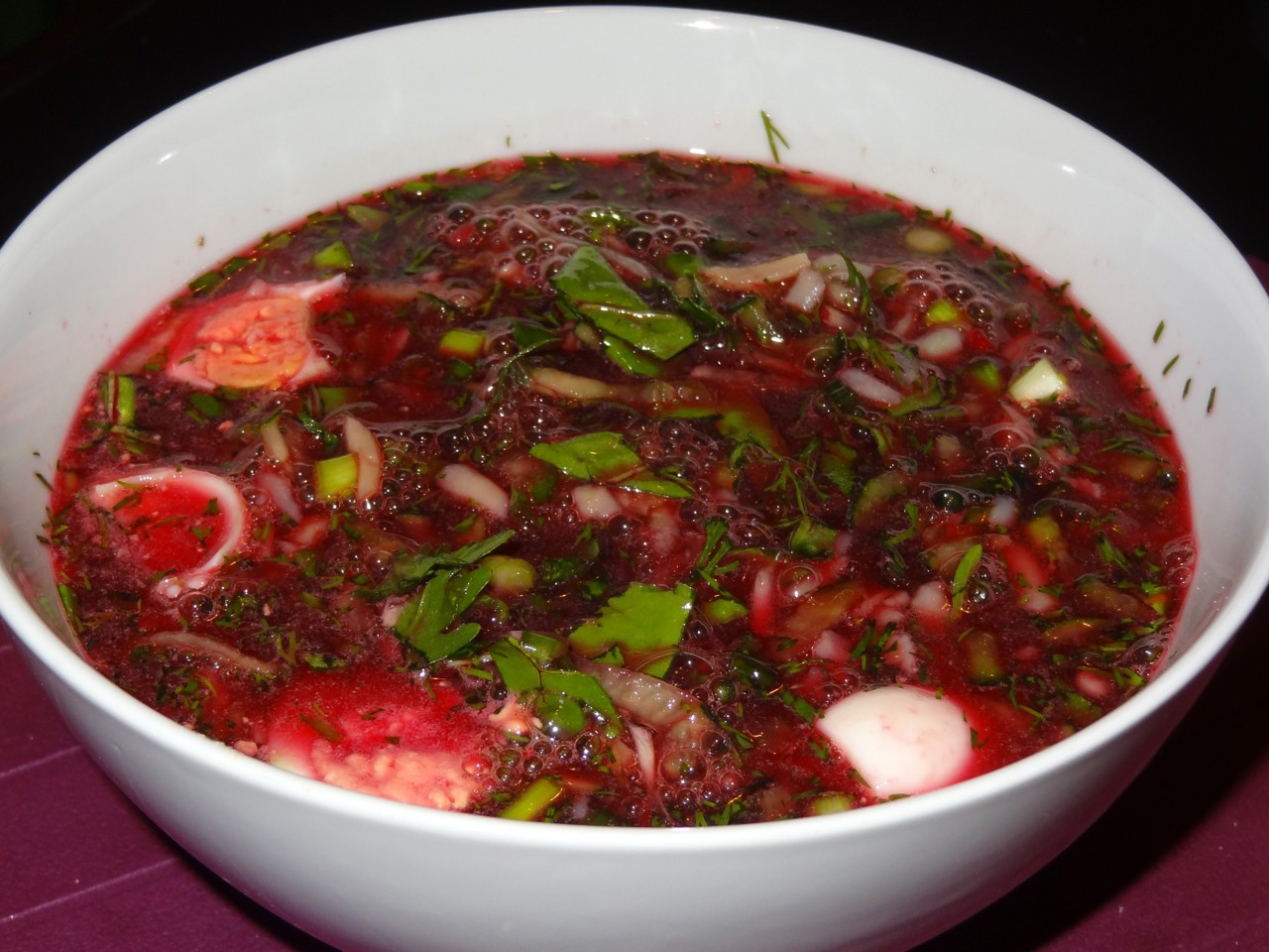 Beetroot Soup with Arugula on Kvass