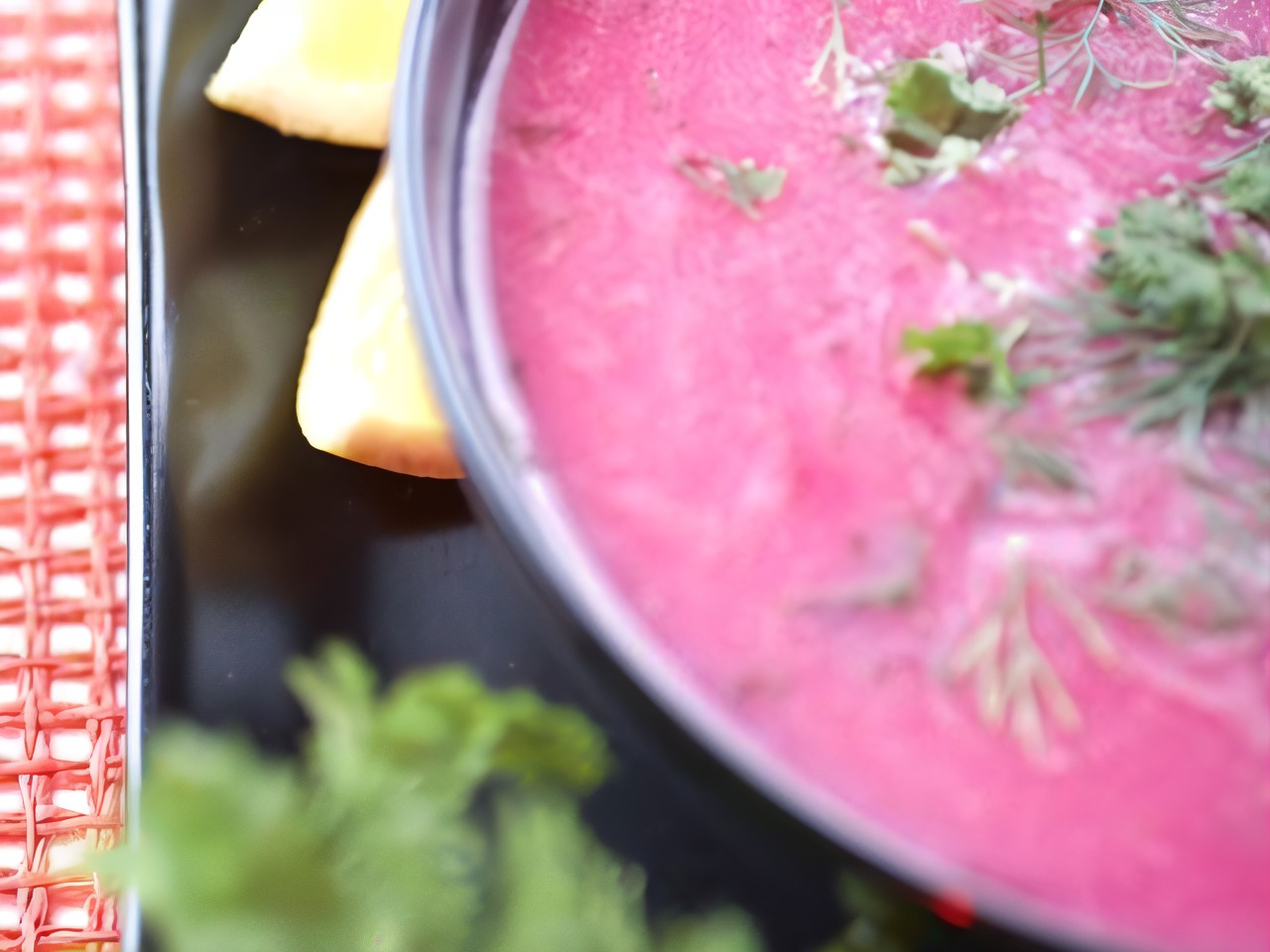 Beetroot and Apple Borscht with Sour Cream and Feta