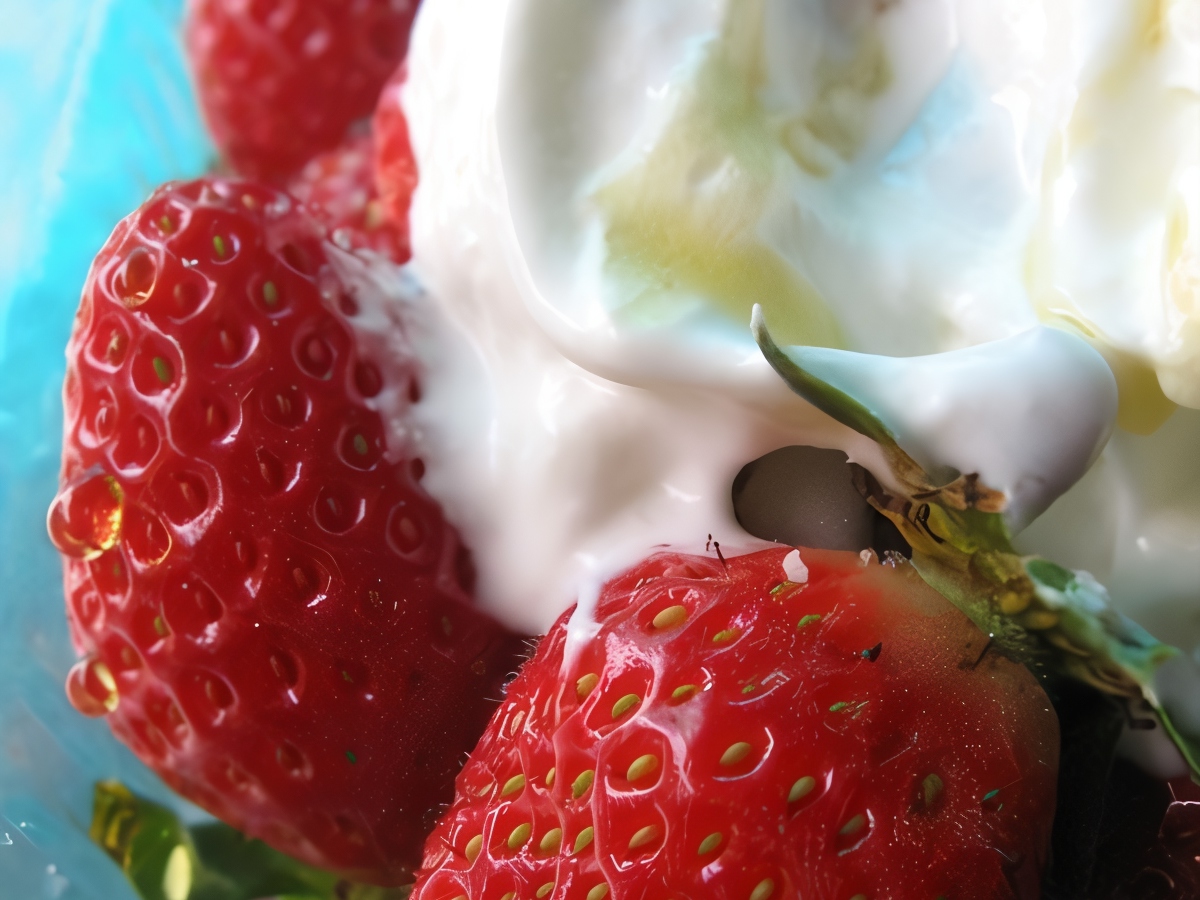 Fresh Strawberries with Yogurt Cream and Honey
