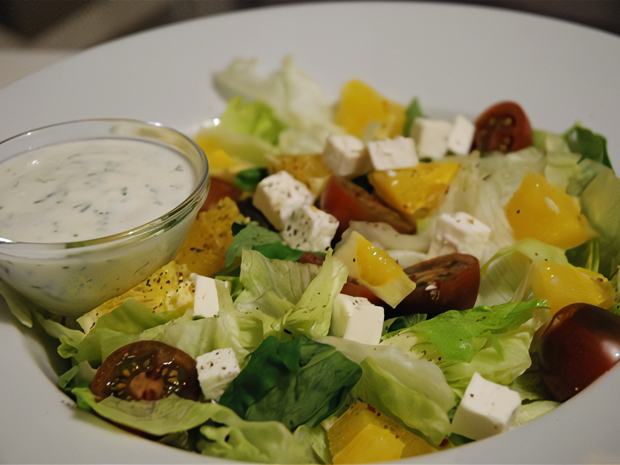 Fresh Salad with Cherry Tomatoes, Oranges, and Feta