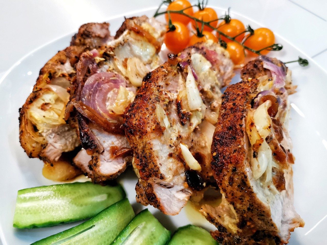 Pork Neck Baked with Onions and Spices