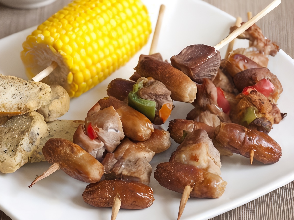 Pork Skewers with Chorizo and Onion