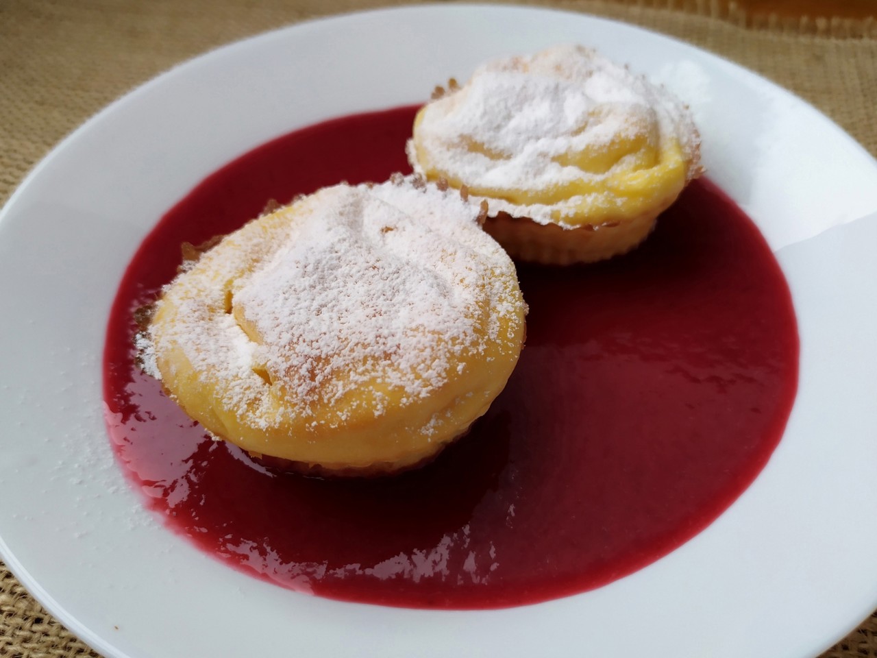 Ricotta Cheese Pancakes with Raspberry Sauce