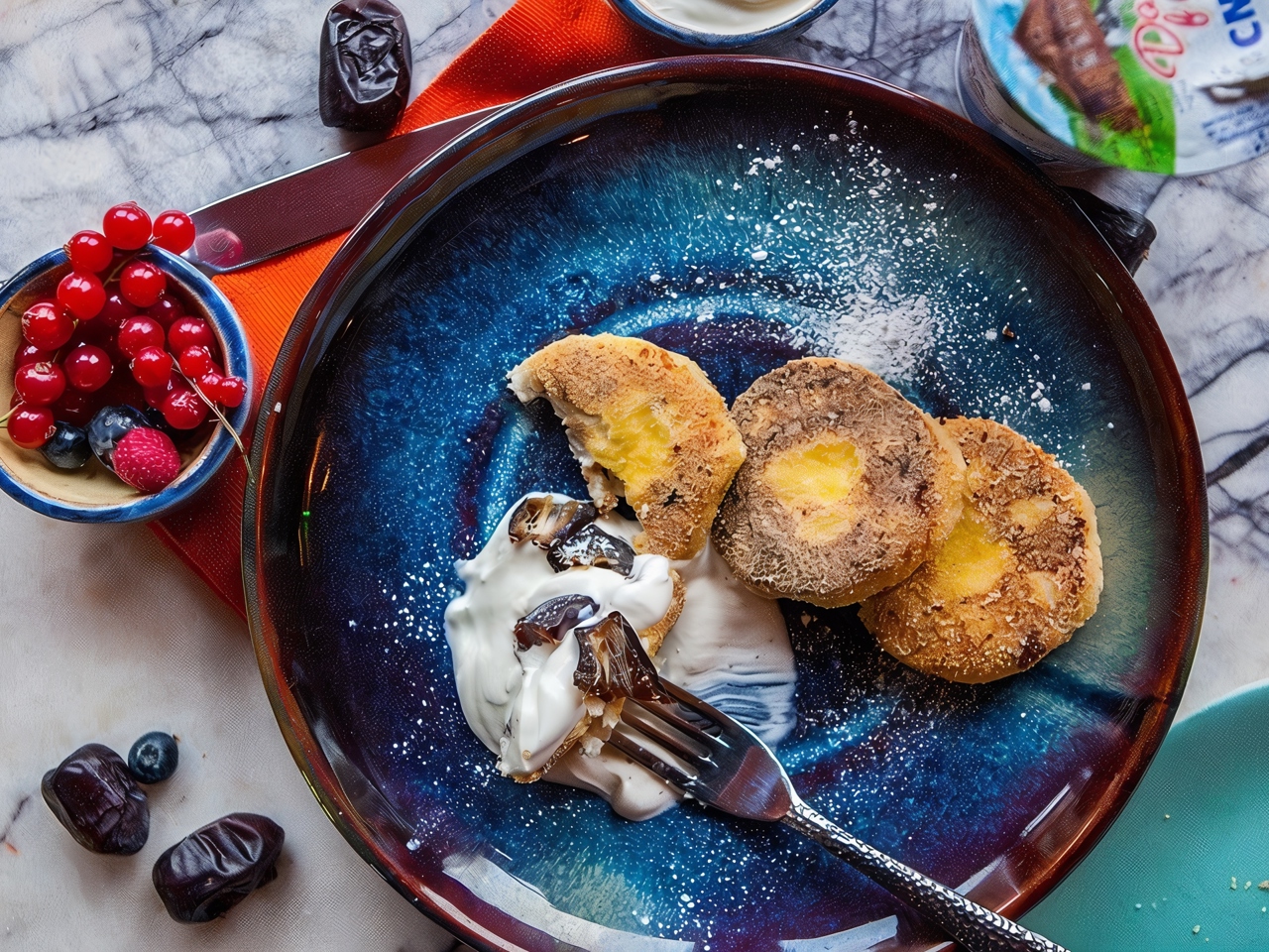 Сырники с кукурузной мукой, орехами и финиками