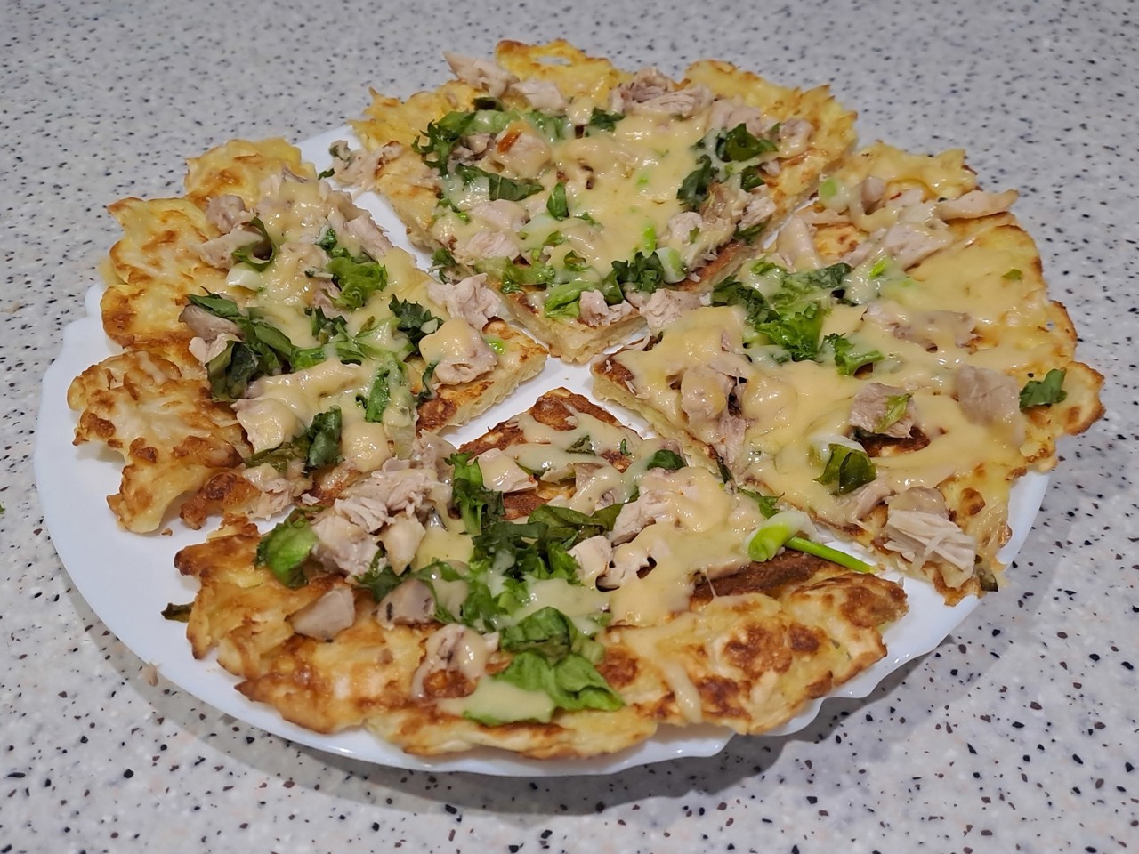 Hearty Lavash Breakfast with Cheese, Chicken, and Greens