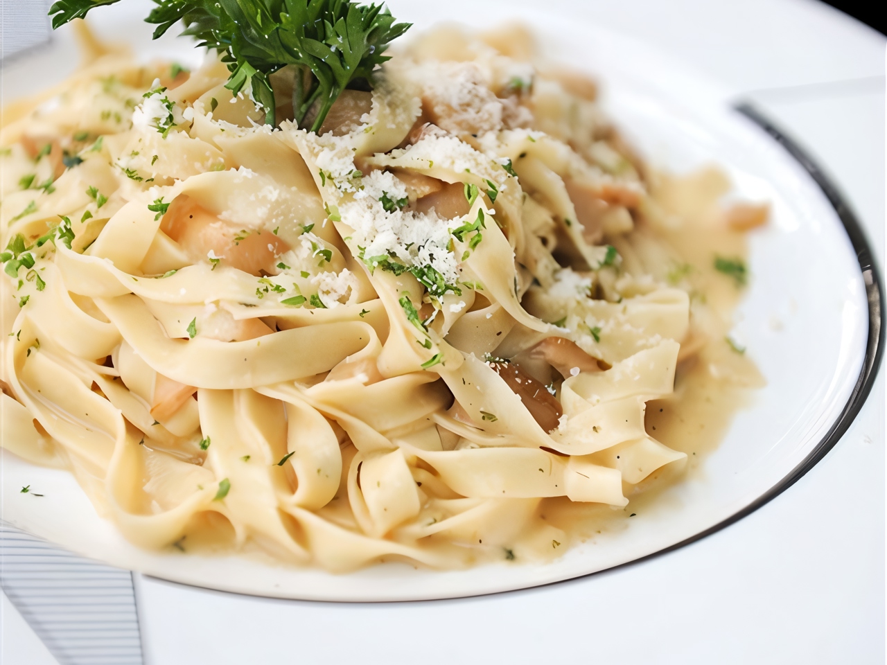 Tagliatelle with Mushroom and Saffron Cream
