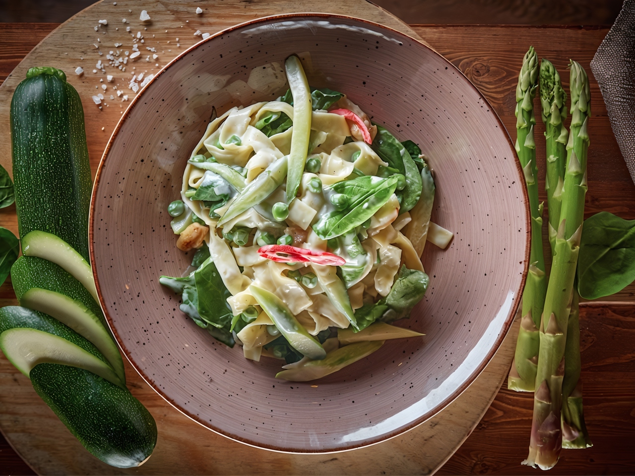 Tagliatelle with Green Vegetables from 'The Italian Bistro'