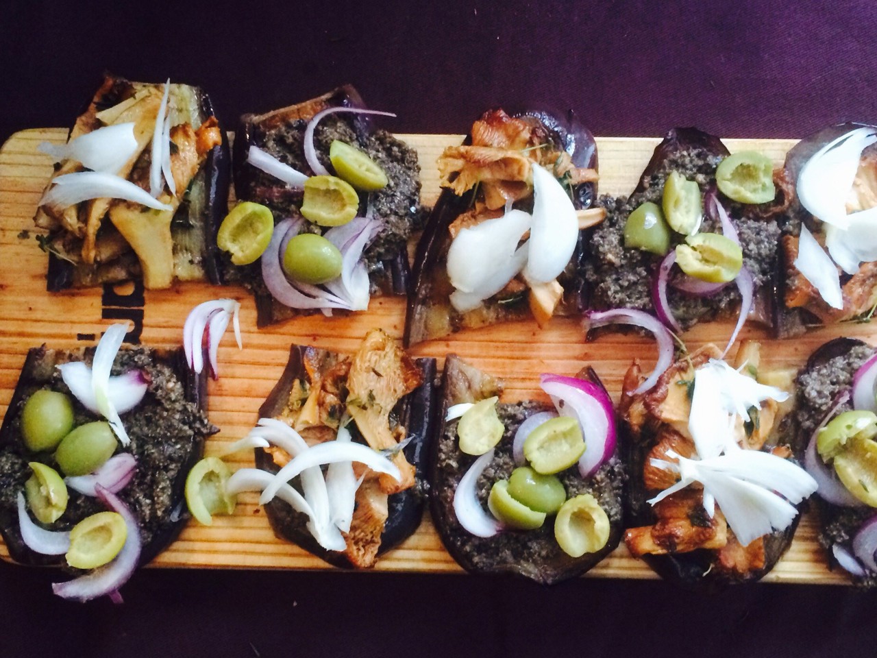 Eggplant Tapas with Chanterelles and Tapenade