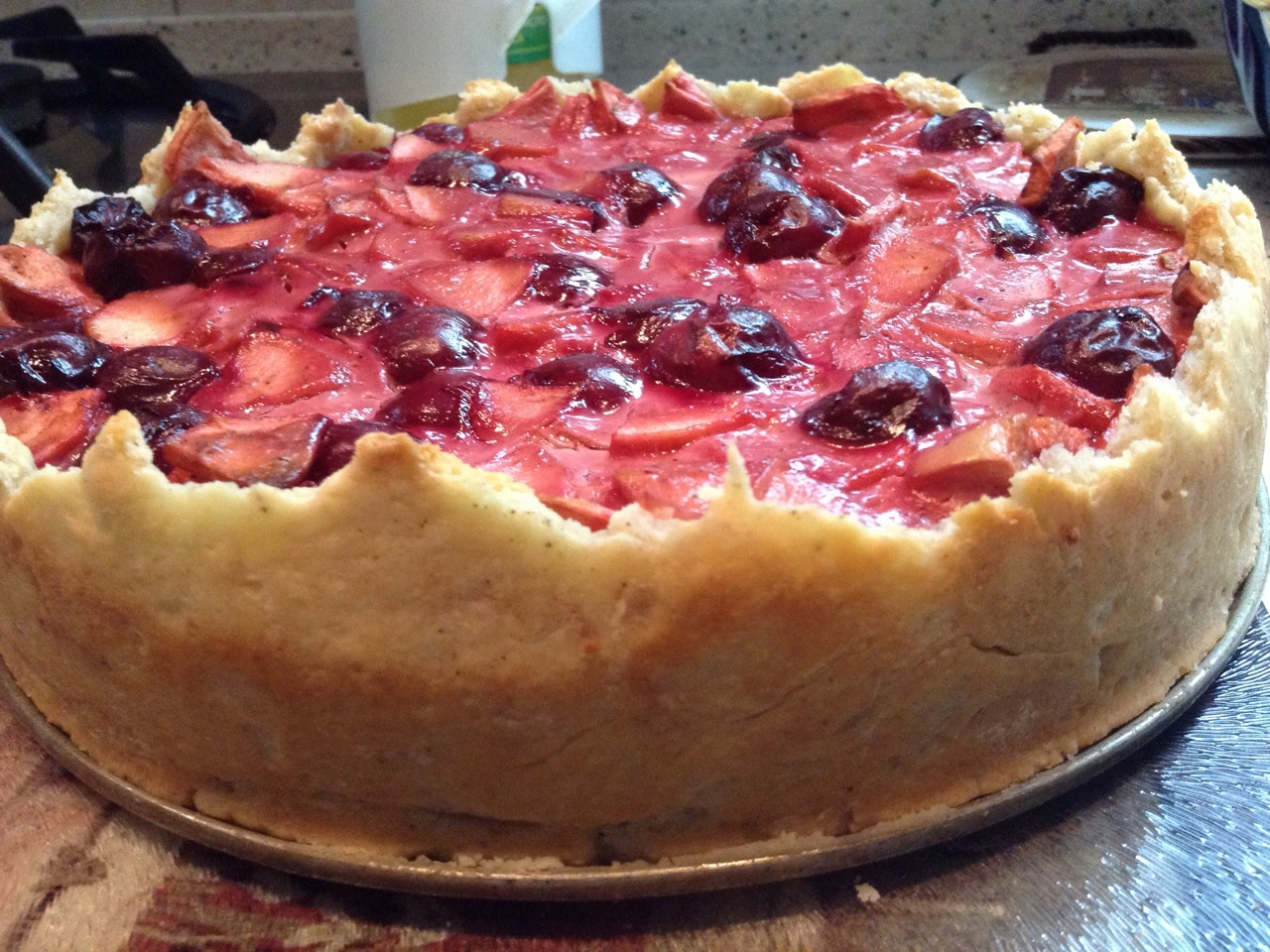Apple, Cherry, and Marzipan Tart
