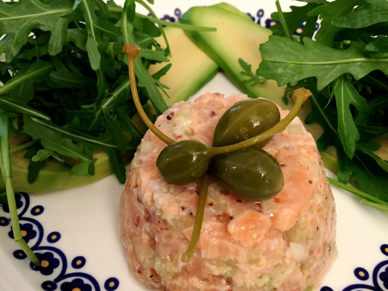 Salmon Tartare with Avocado and Capers