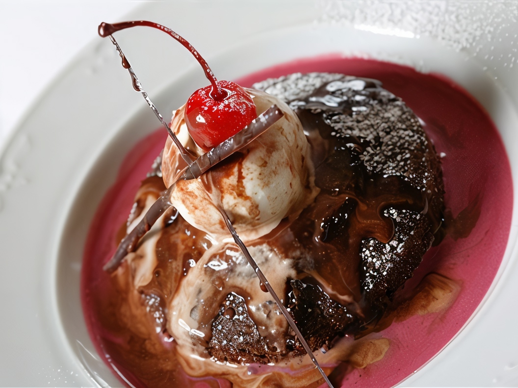 Warm Chocolate Cakes with Ice Cream