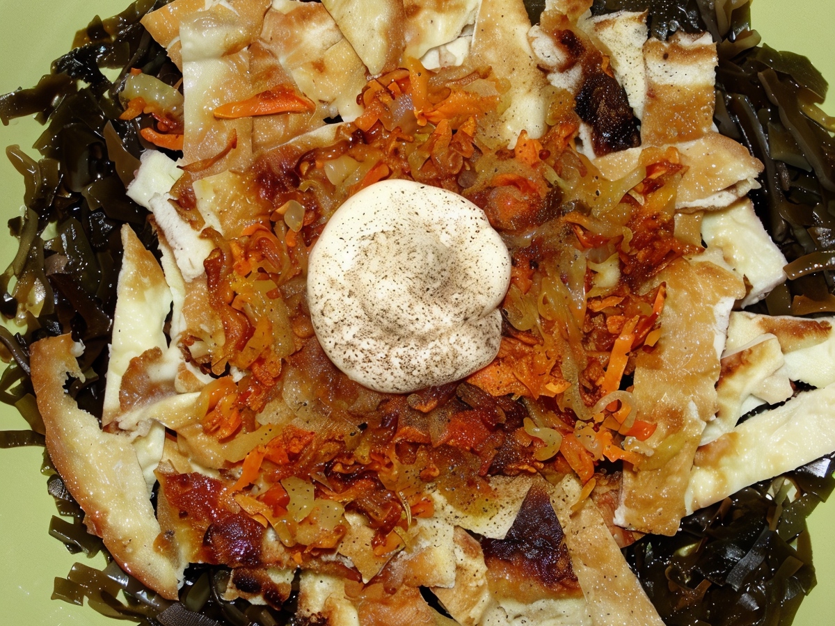 Warm Seaweed Salad with Omelet