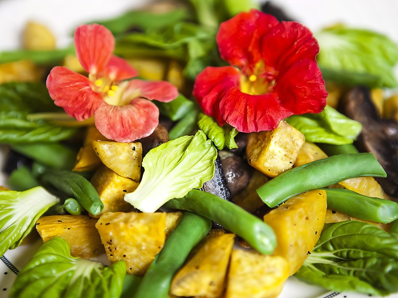 Warm Sweet Potato Salad with Portobello Mushrooms