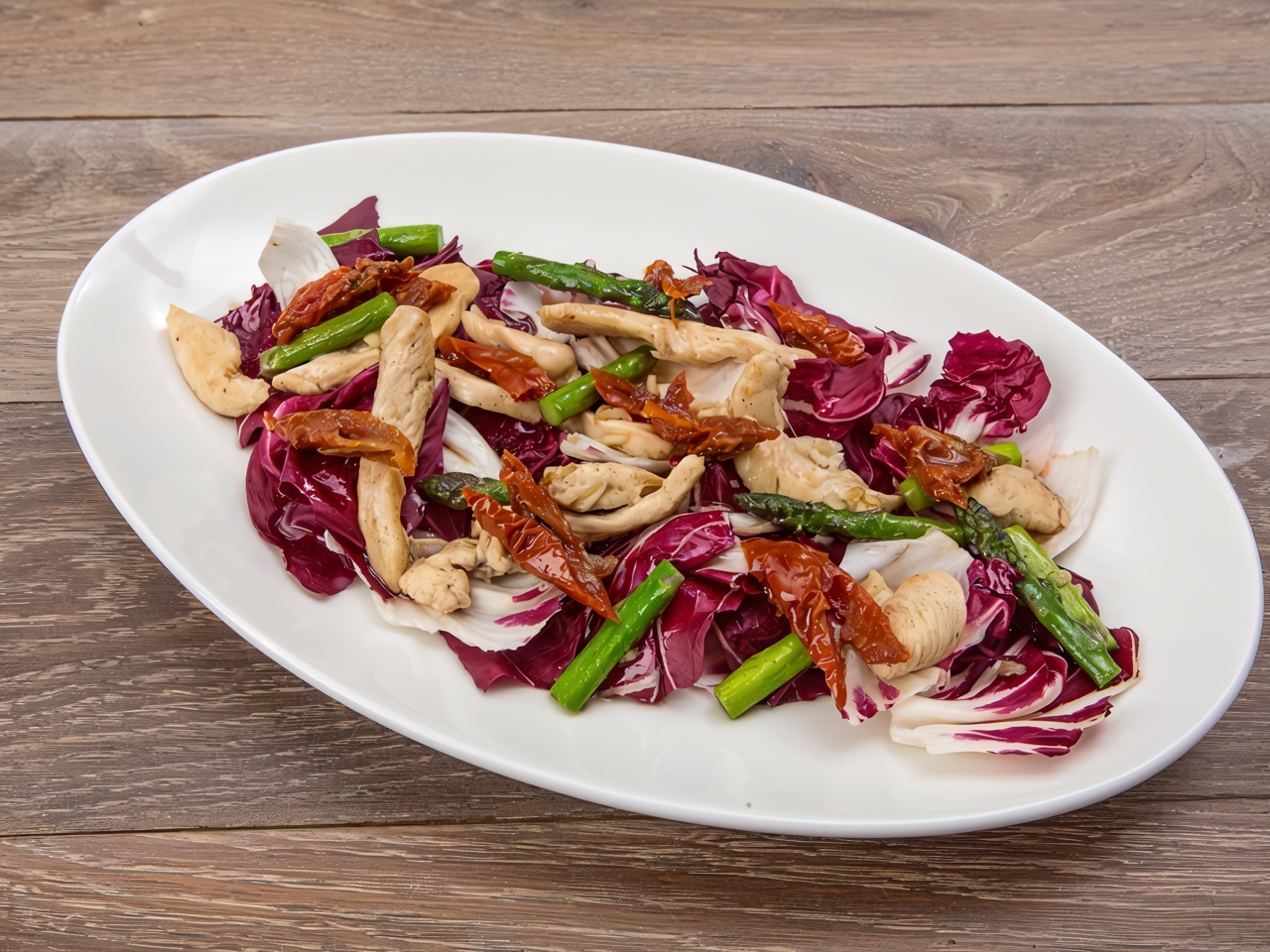Warm Chicken Salad with Asparagus and Radicchio