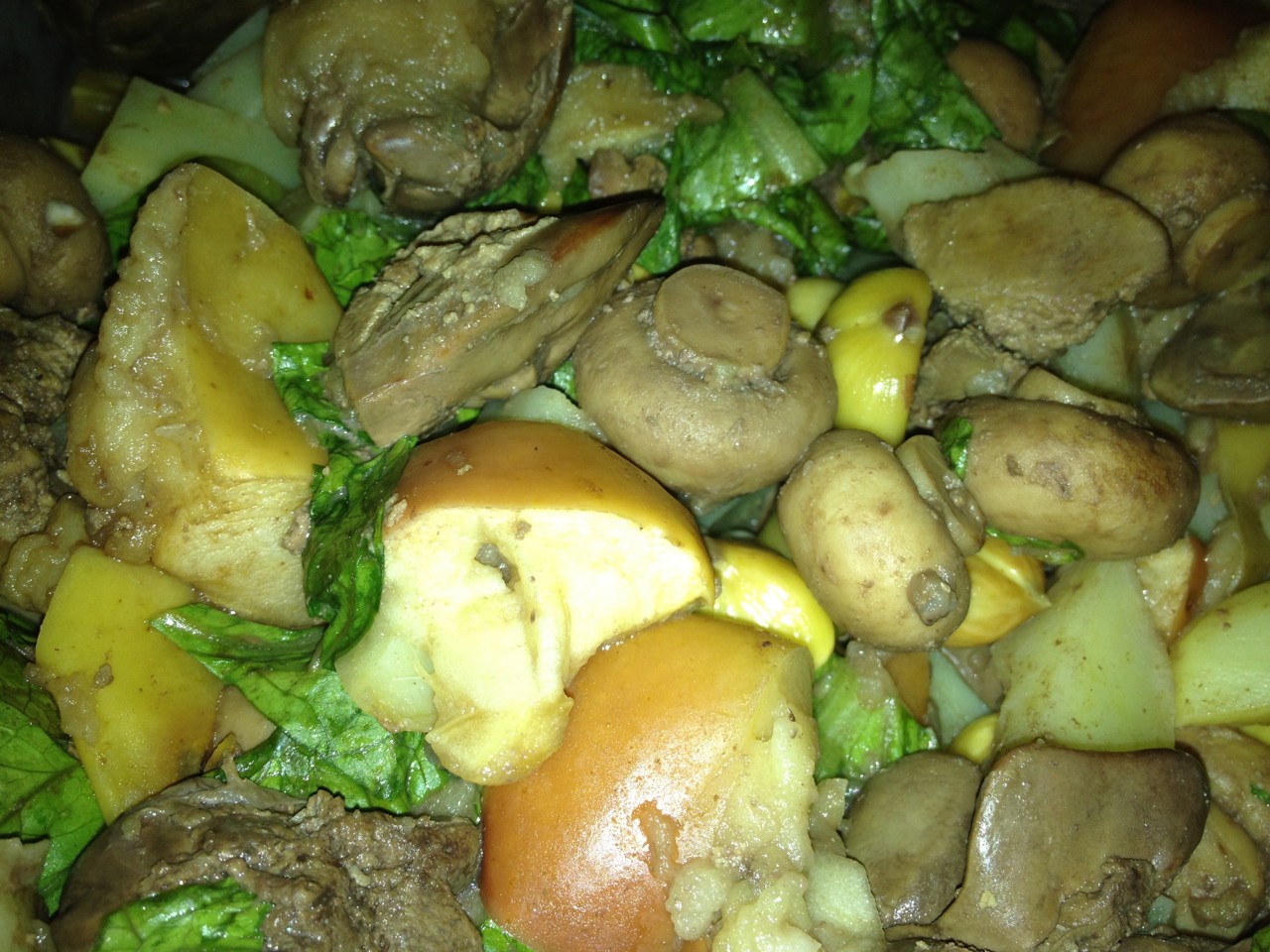 Warm Salad with Chicken Liver and Chestnuts