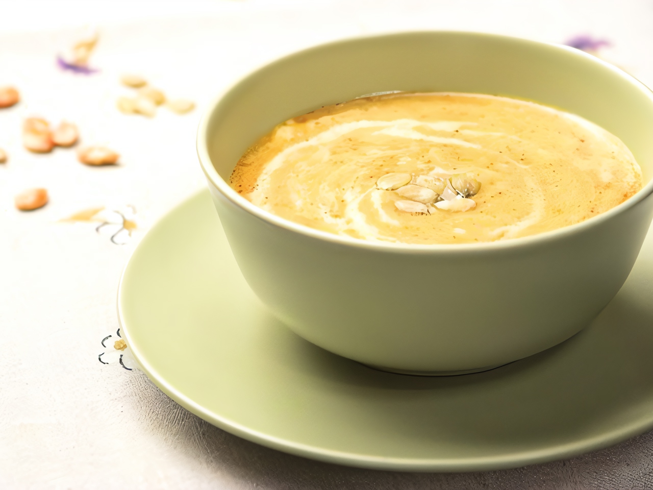 Pumpkin Puree Soup with Caramelized Seeds