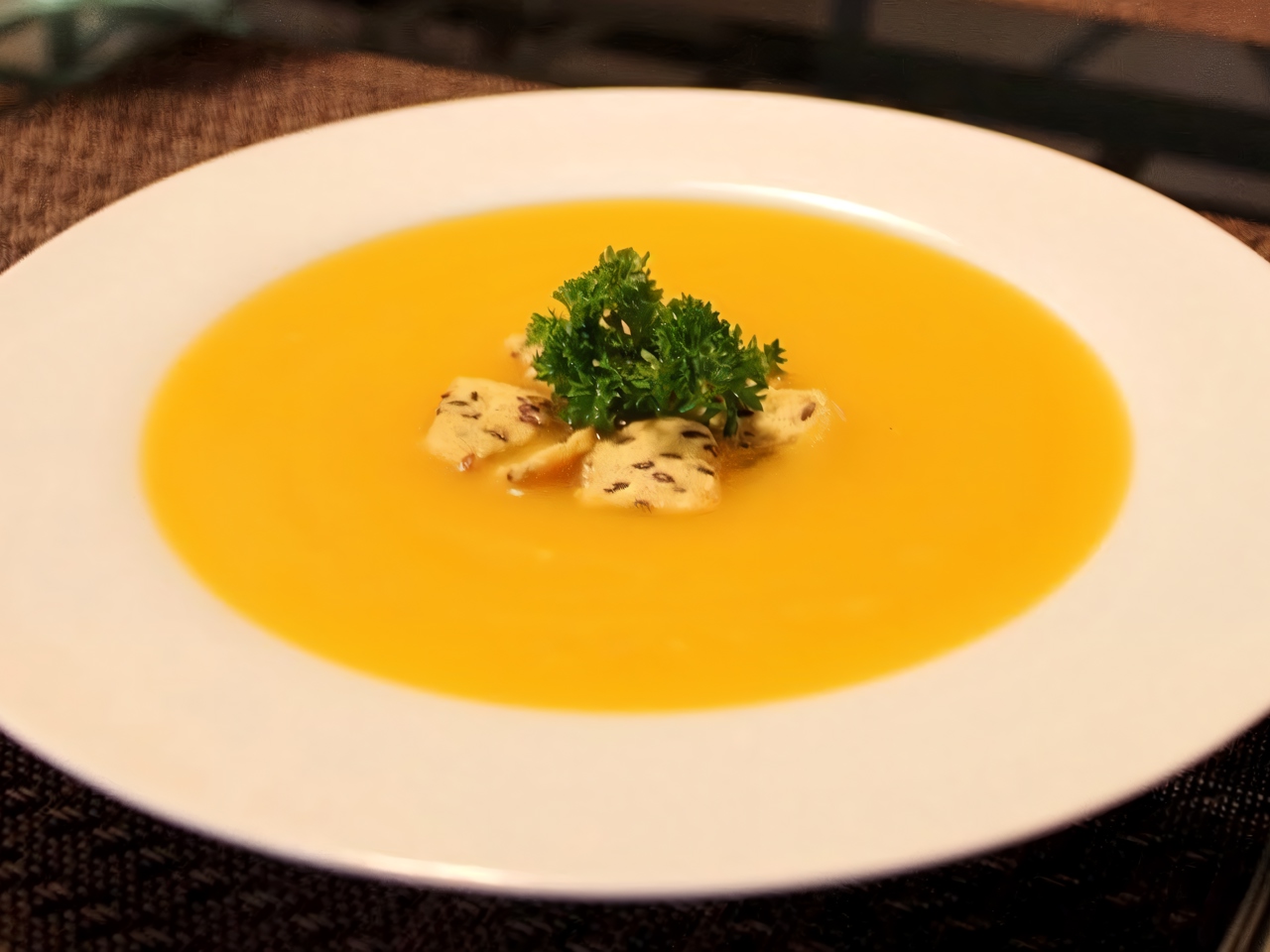 Pumpkin Soup with Wheat Croutons